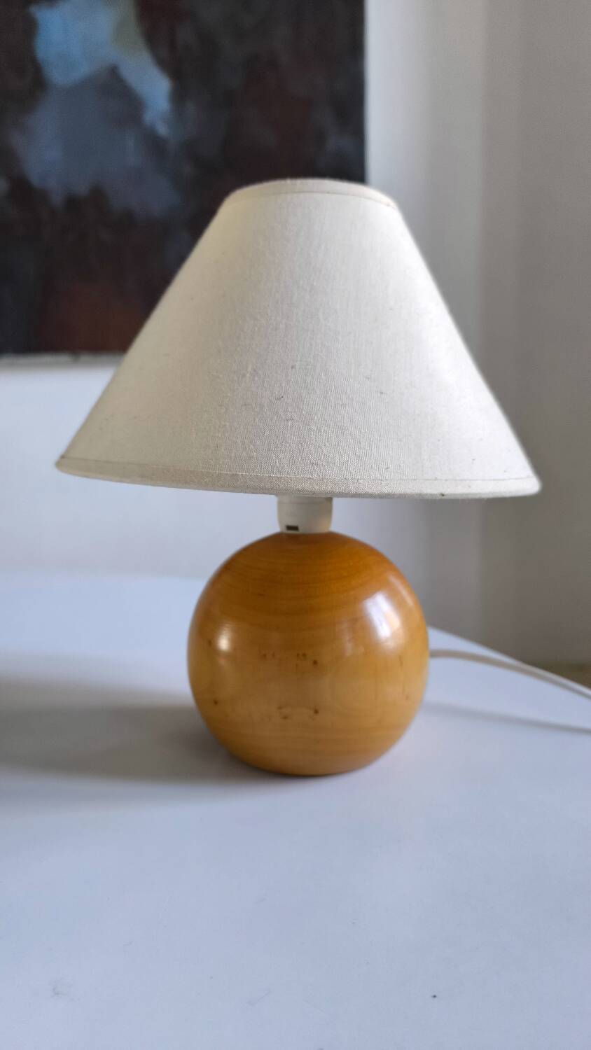 Solid walnut ball table lamp 1970