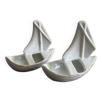 pair of boat ashtrays