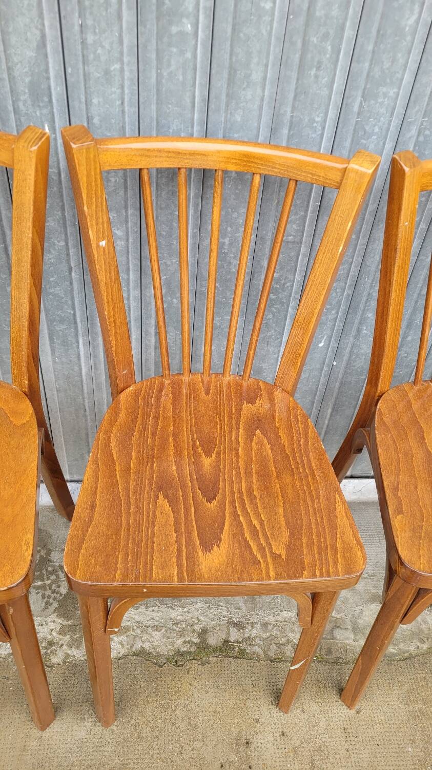 Set of 5 antique signed Baumann bistro chairs