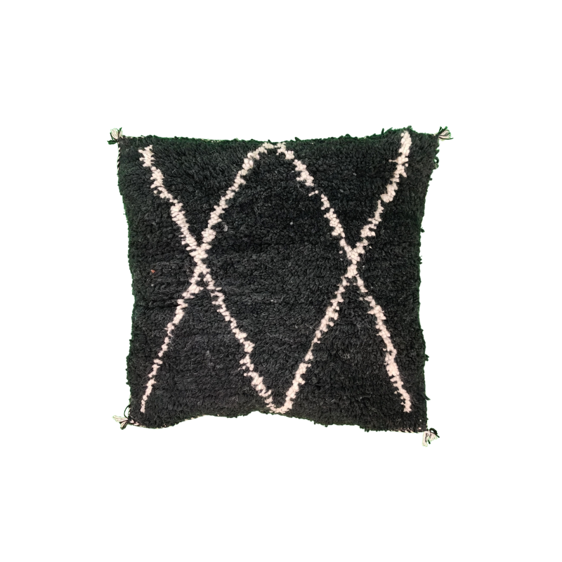 Coussin berbère Béni Ouarain noir