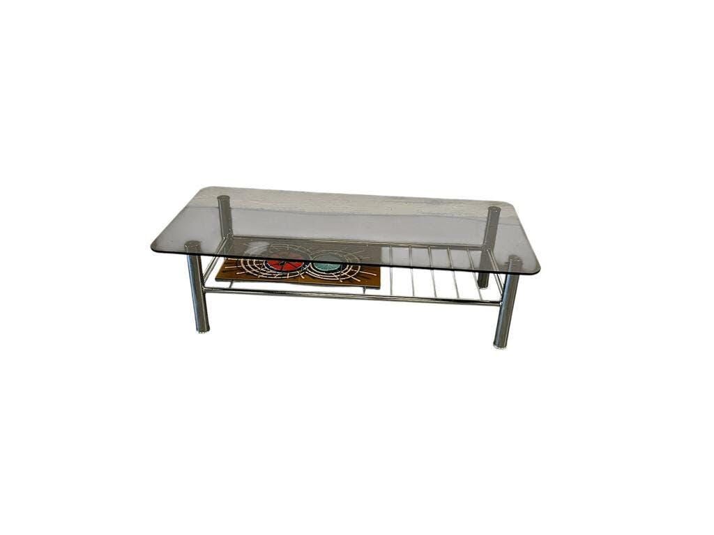 Vintage chrome coffee table with smoked glass belarti