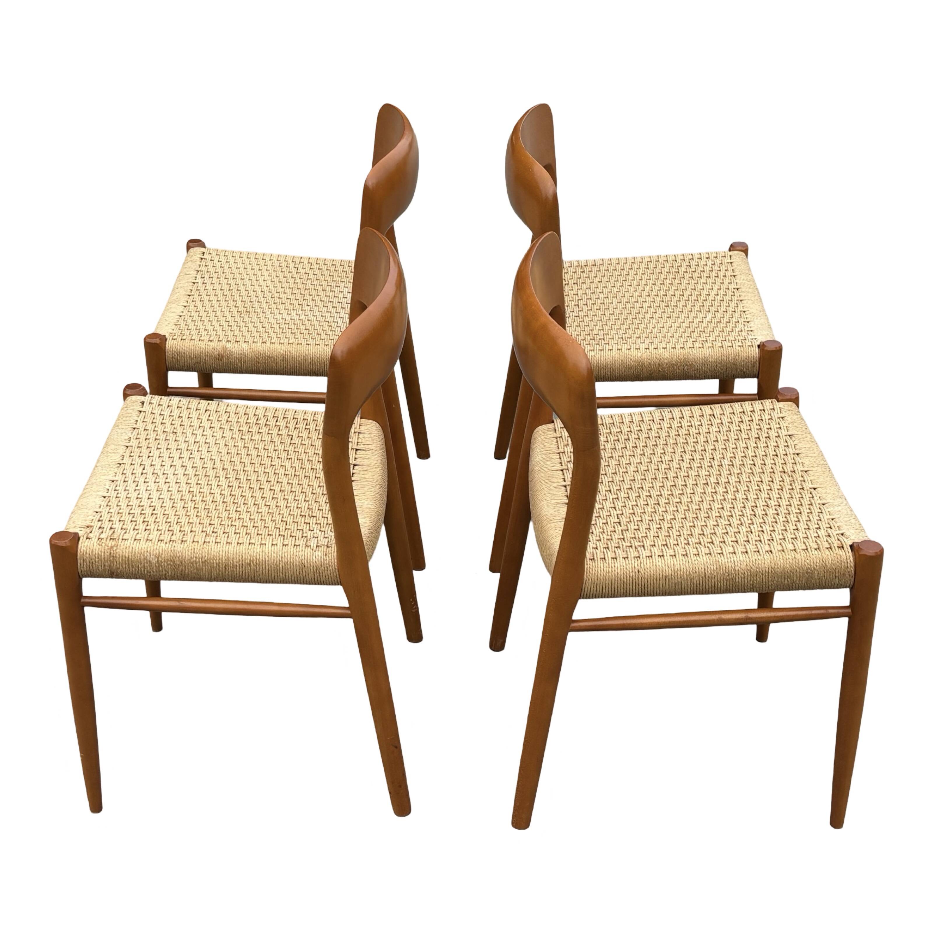 Set of 4 JL Moller model 75 chair by Niels Otto Moller Danish Design