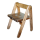 Rare vintage children's chair in solid pine by pierre grosjean 1970