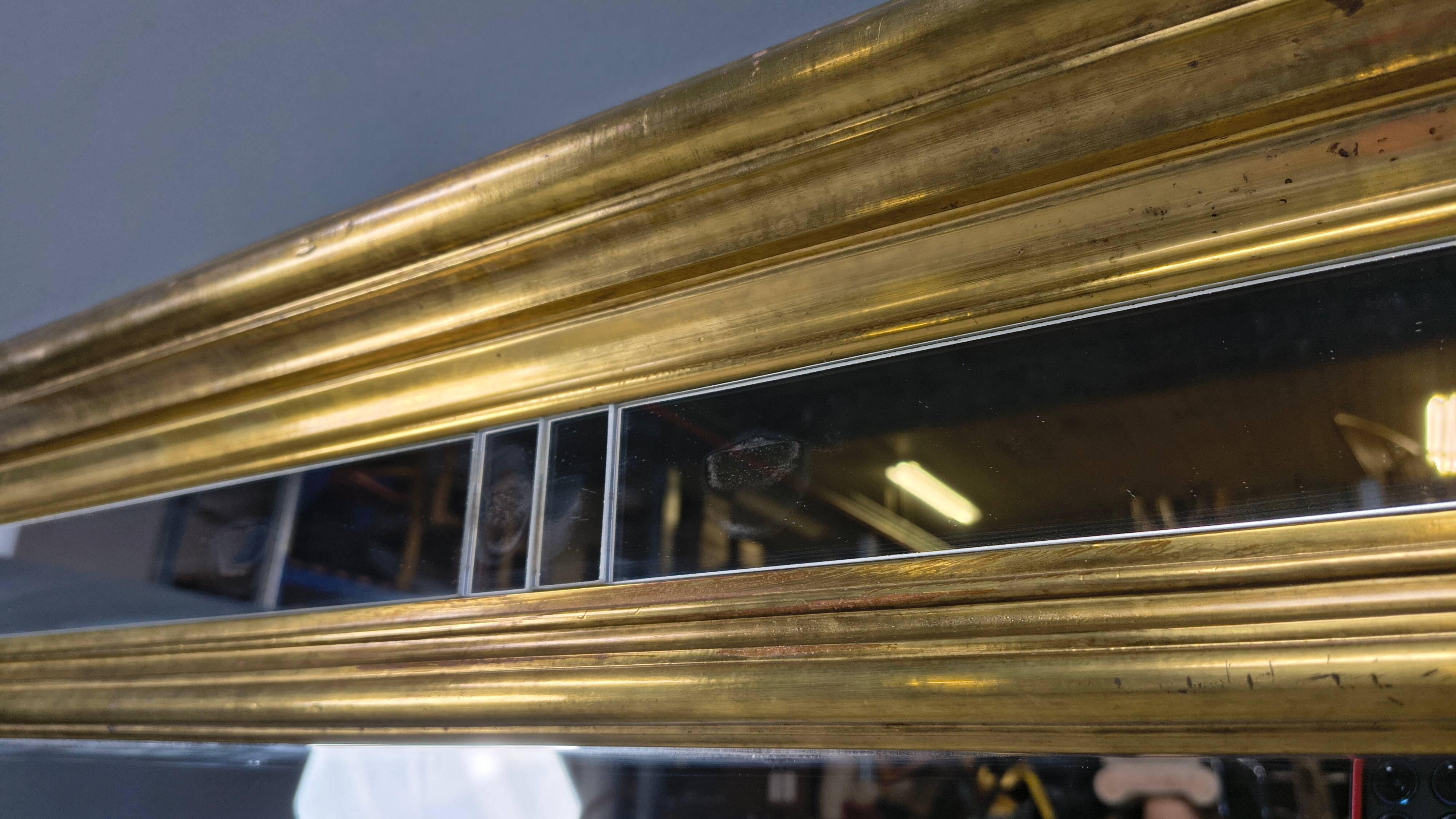 Miroir vintage en bois doré XL, années 1970
