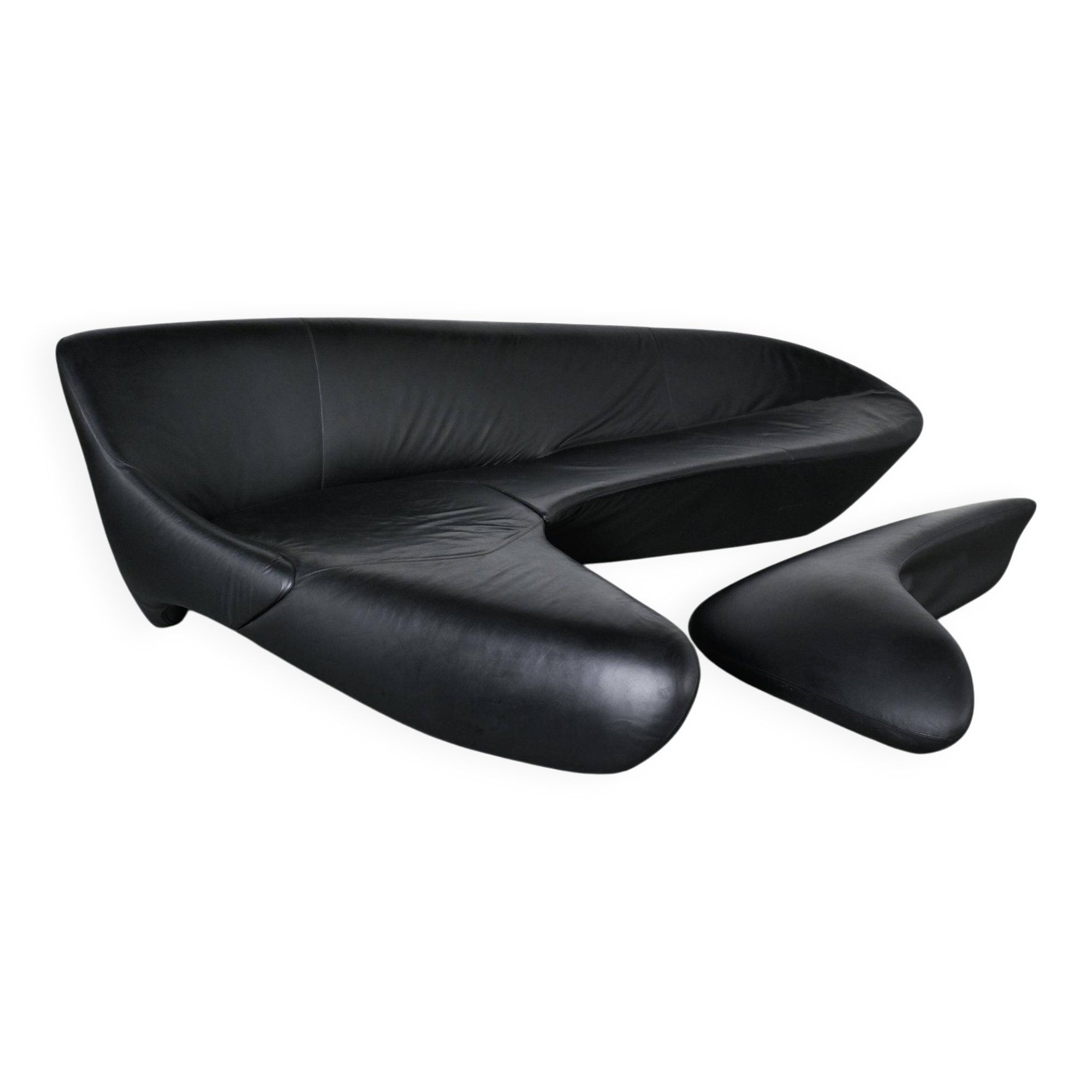 "Moon System" canapé in black leather, Zaha Hadid for B&B Italia, 2007