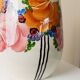 XL ceramic vase Zeh Scherzer - flower and stripe pattern - bulbous shape - hand-painted - Mid-Century design from the 70s