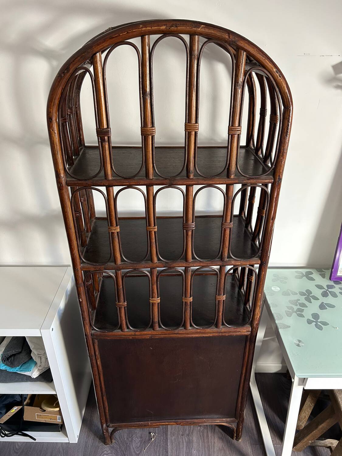 Rattan shelf / bookcase with cabinet