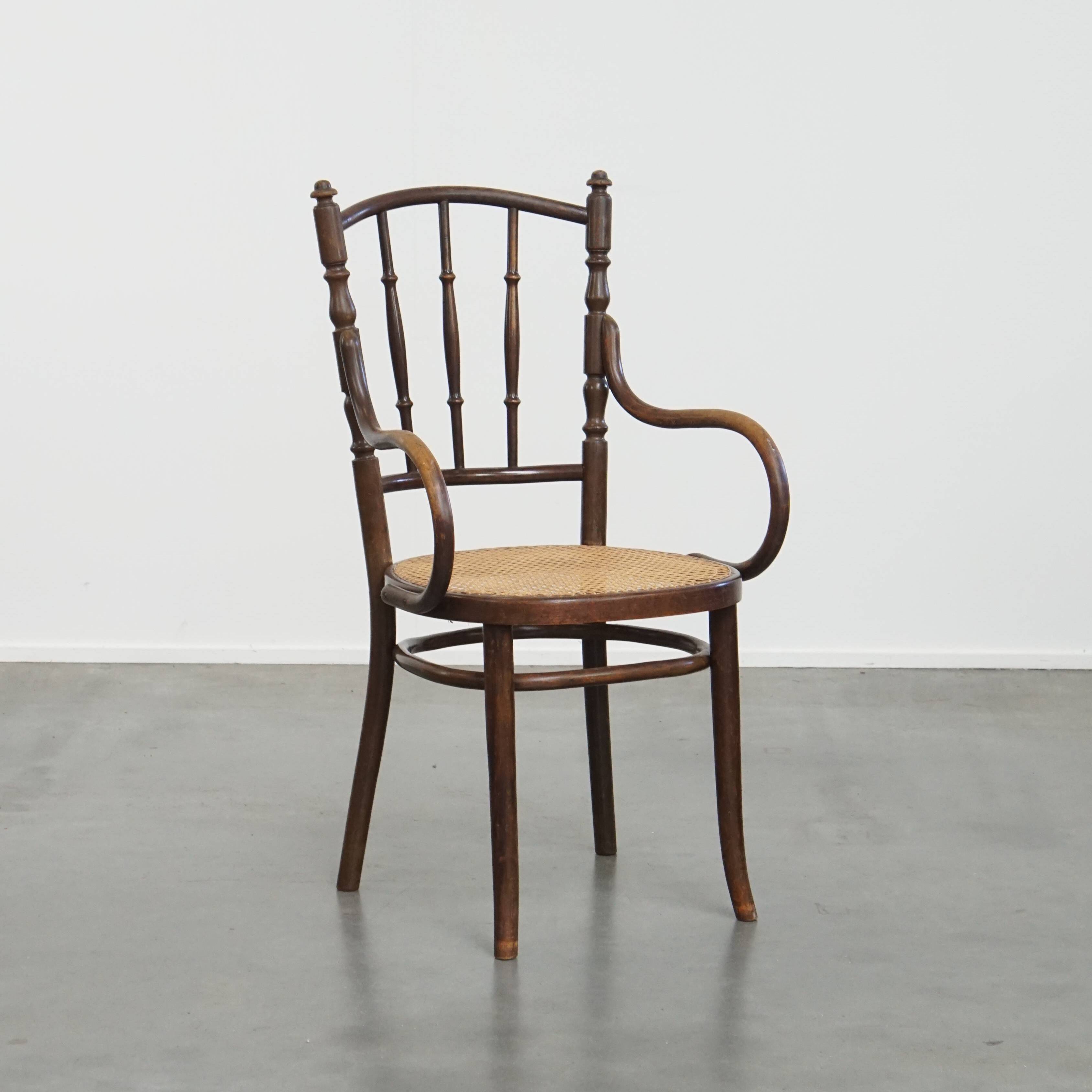 Original vintage Thonet bistro design chair with armrests