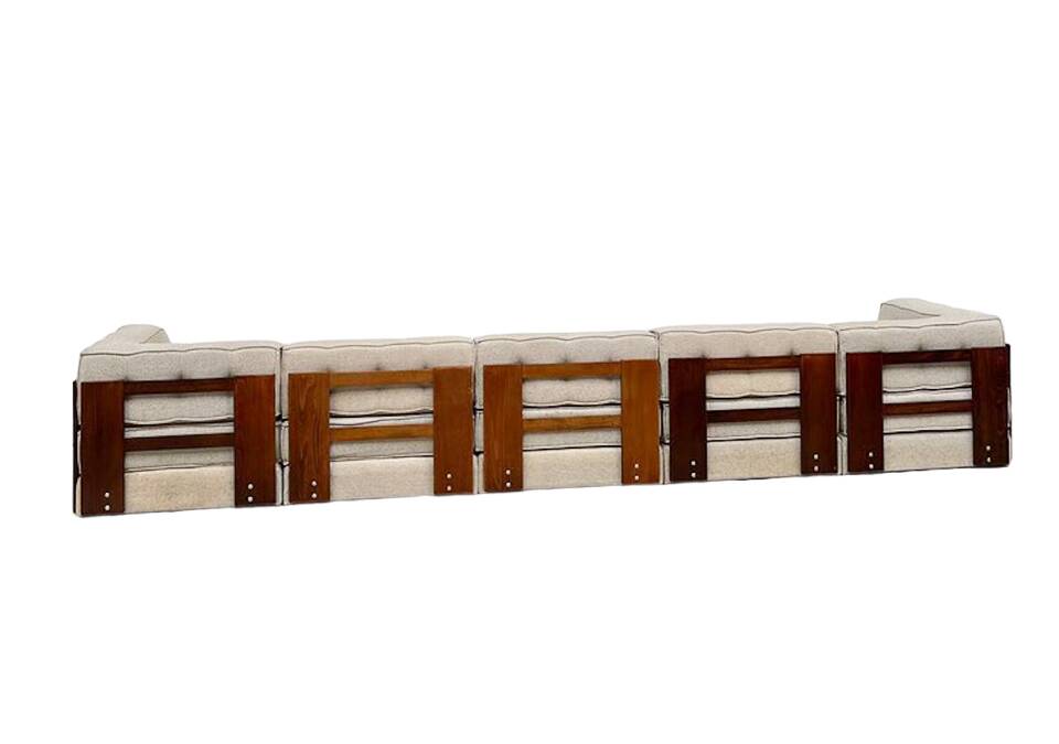 Mid-Century Modern Large Sofa, Wood and Orignal Upholstery
