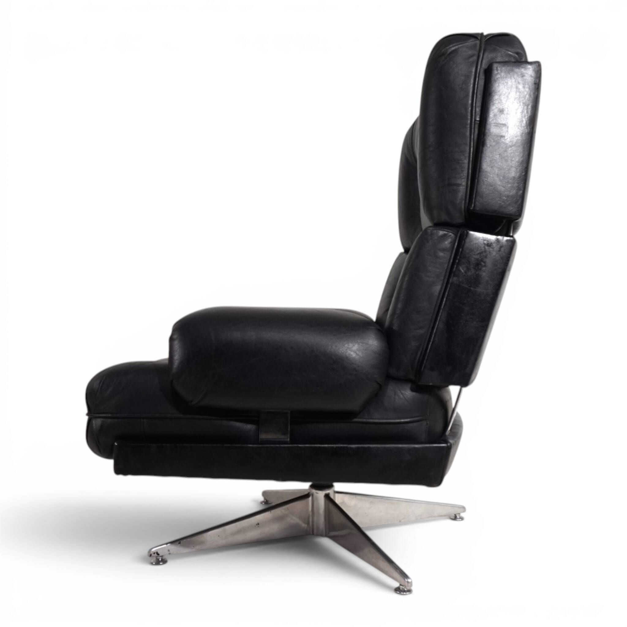 Howard Keith Kohinoor Leather Armchair with Ottoman for HK Furniture, 1970