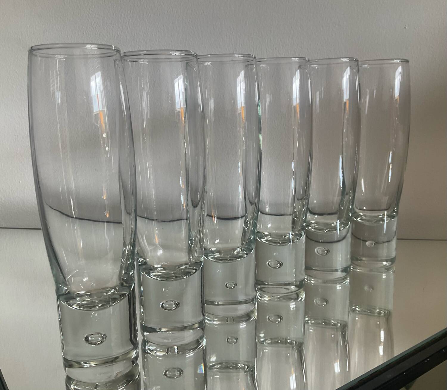 Set of 6 Kosta Boda sparkling champagne glasses from the 70s