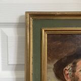 Ancien tableau, peinture à l'huile, portrait vieil homme signé Cardella