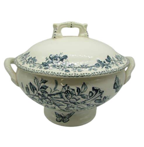 soup tureen Badonviller Théophile Fenal jasmine and butterflies decor