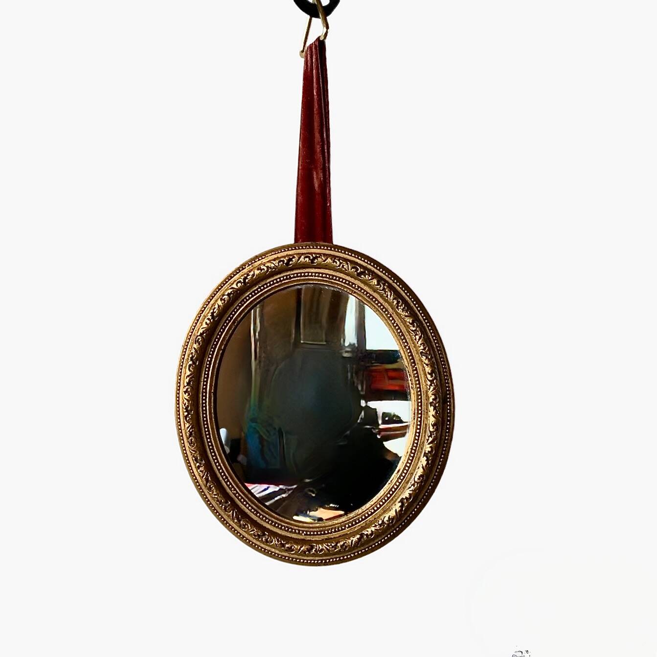 Small vintage wall mirror in gold painted wood