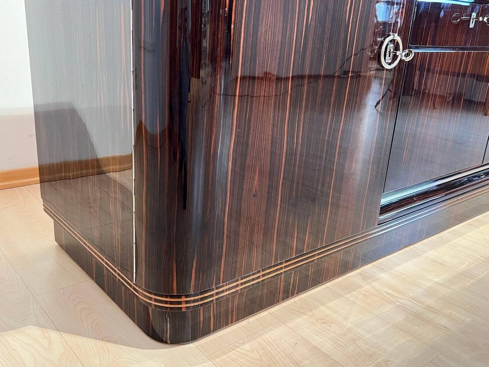 Large Art Deco Sideboard in Macassar Ebony, Maple & Chrome, France, 1930s