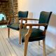 Paire de fauteuils bridge verts Art Déco