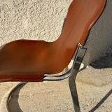Paire de chaises cuir et métal chromé année 70