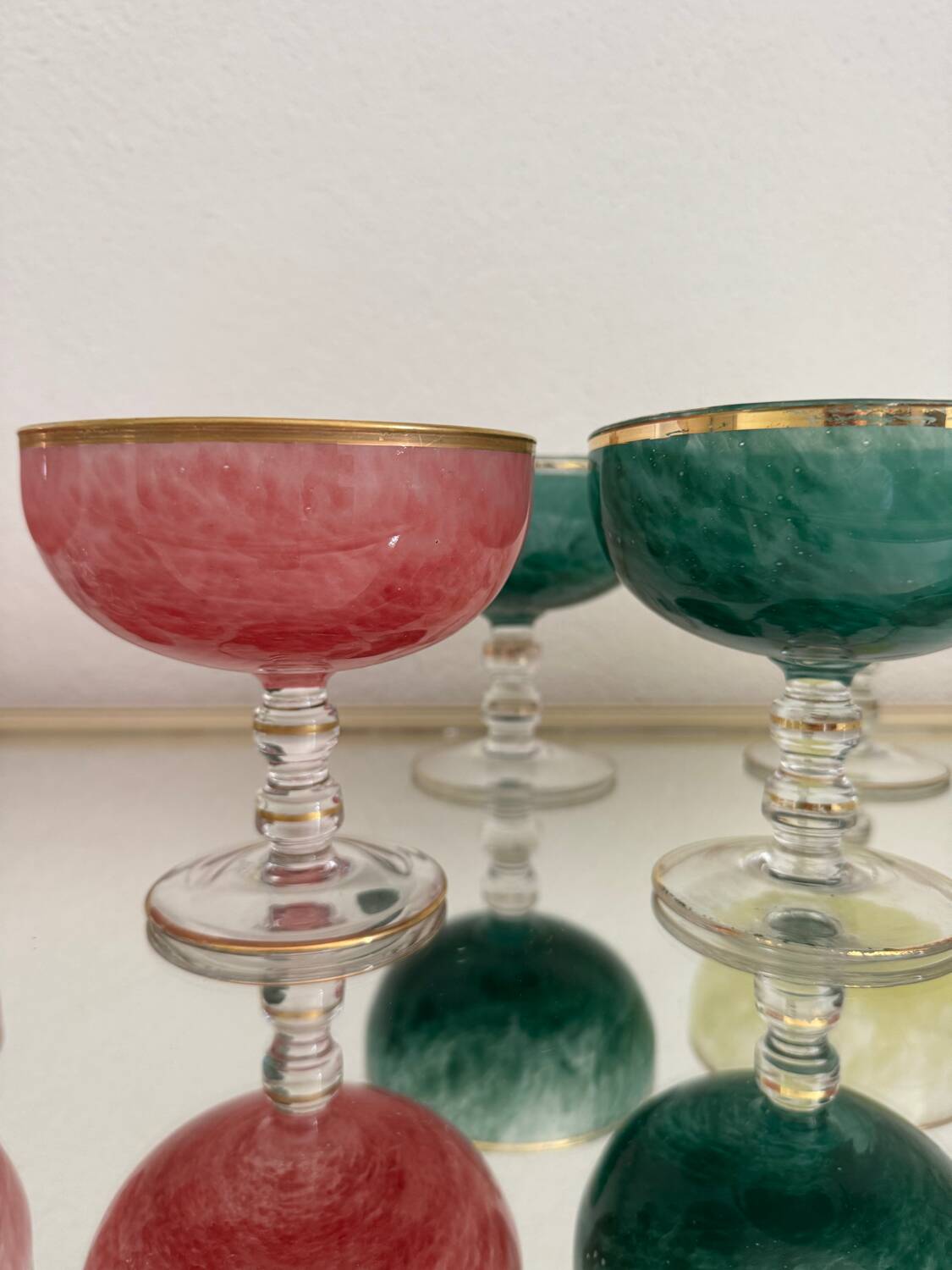 Multi-colored Venetian crystal ice cream cups