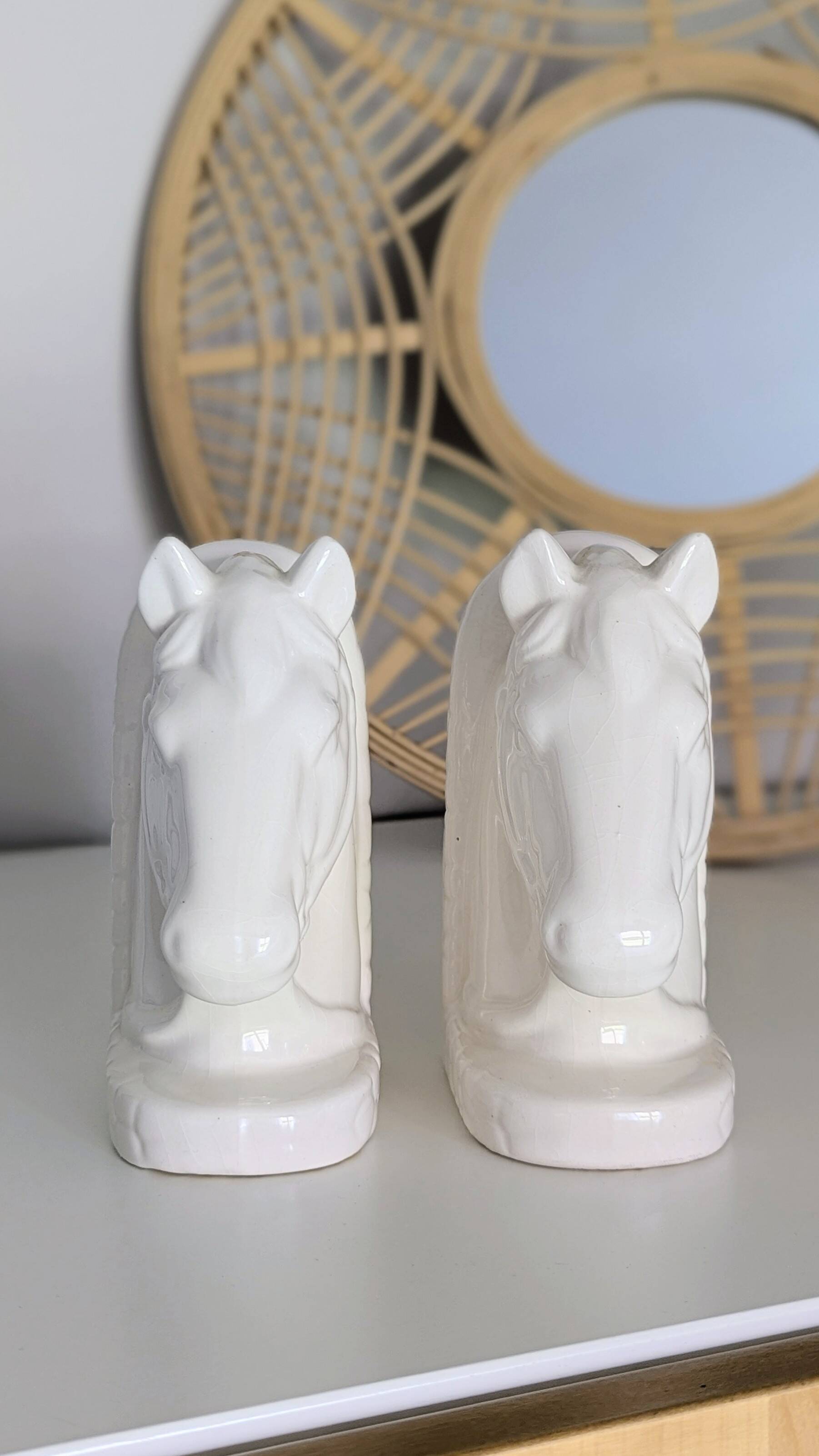 Magnificent pair of vintage ceramic bookends (D-0022)