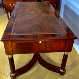 Empire flat desk, mahogany, double-sided, gilded bronzes