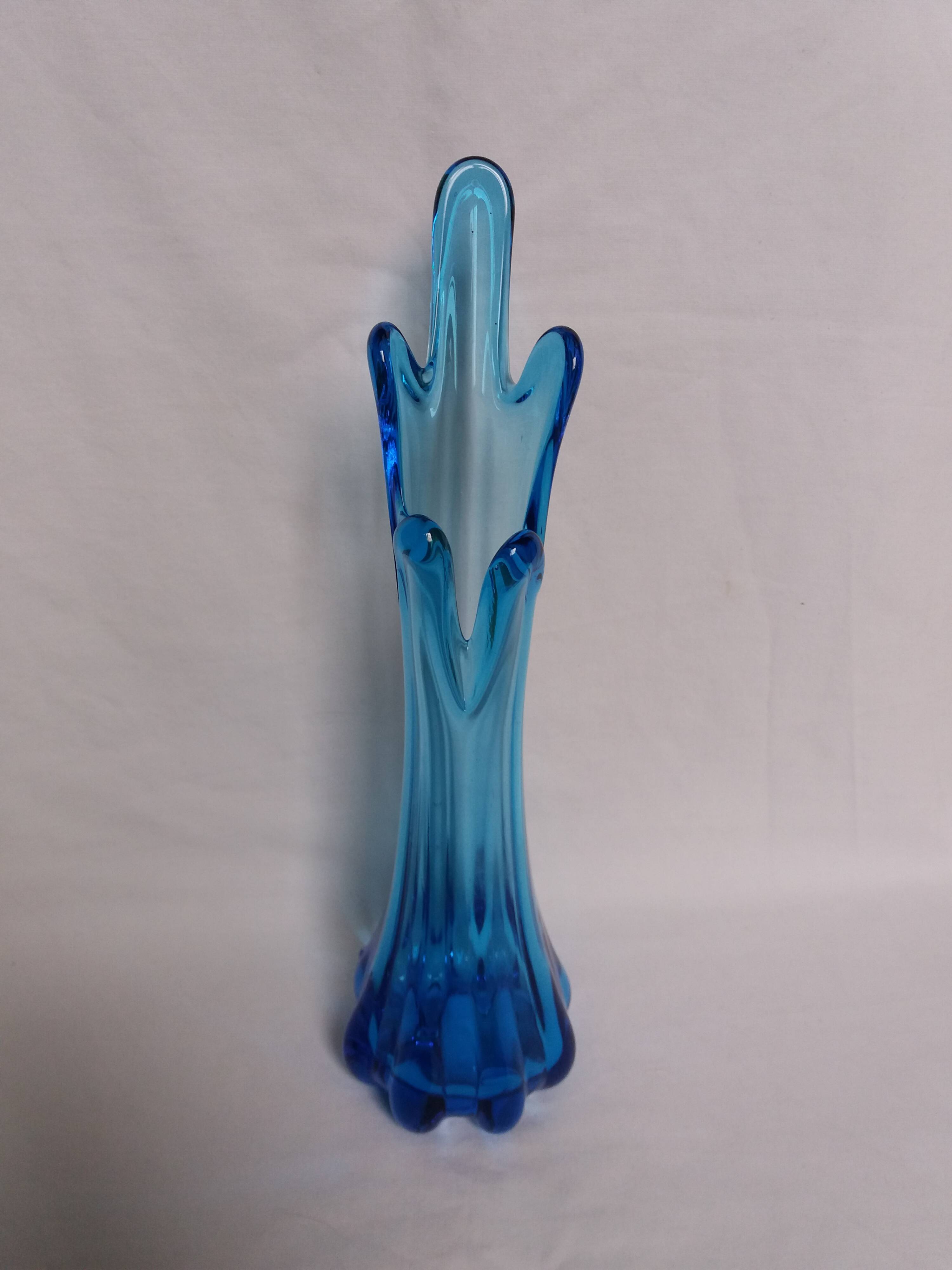 Turquoise blue blown glass vase