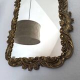 Rectangular vintage wall mirror with bronze frame, bronze mirror