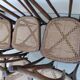 6 antique bistro chairs with curved wood and caning from 1900 L&H Cambier Frères