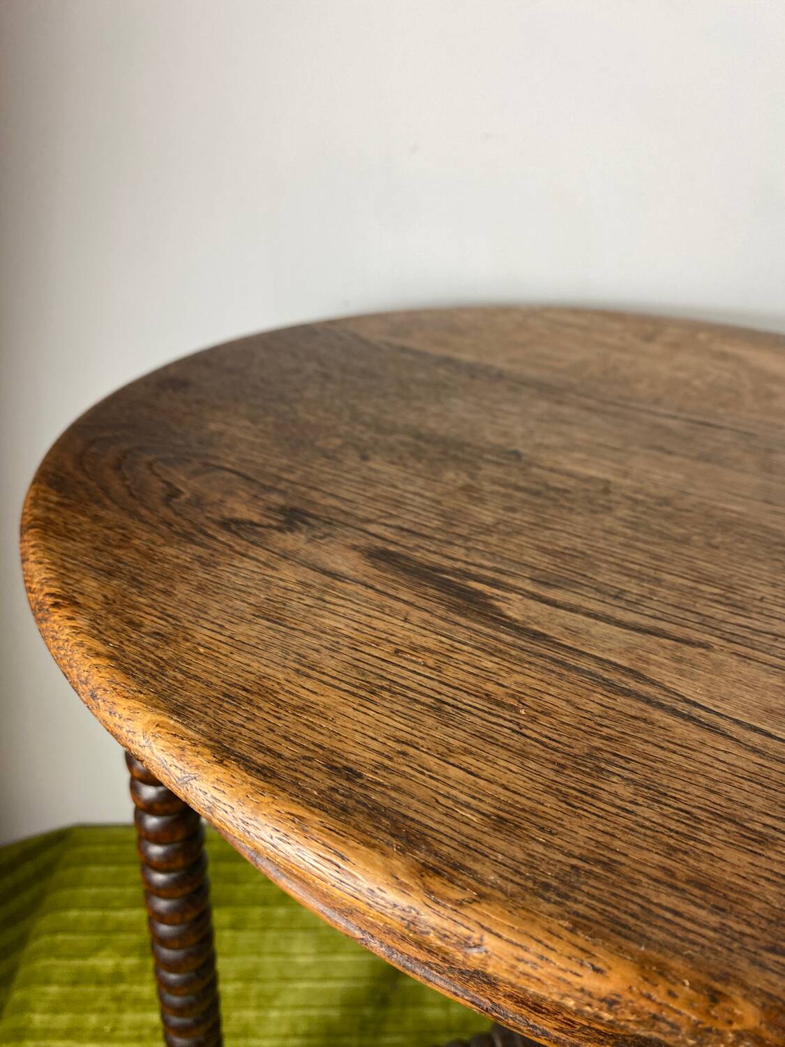 Round turned wood side table