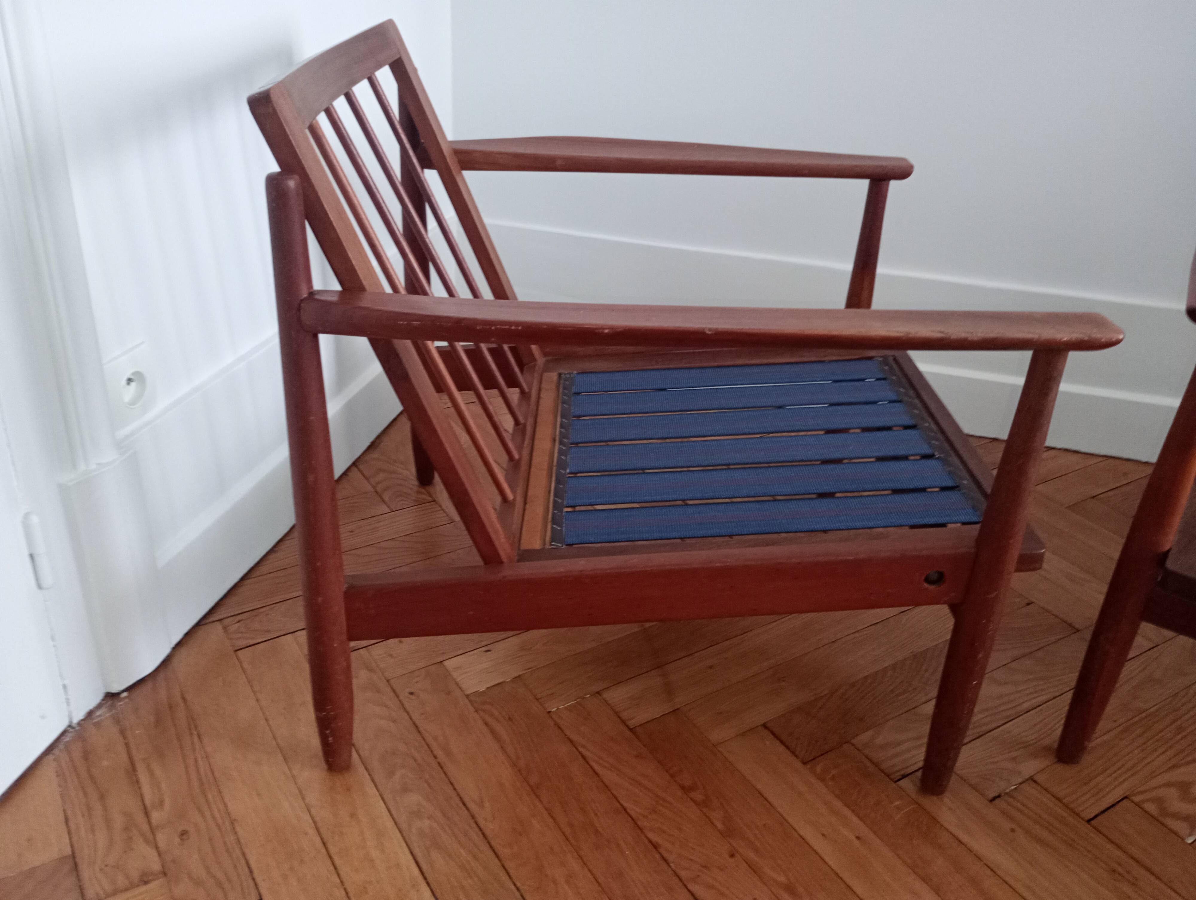 Pair of vintage Scandinavian teak armchairs.