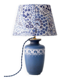 Dutch blue and white ceramic table lamp, 1977, with a new Liberty London shade.
