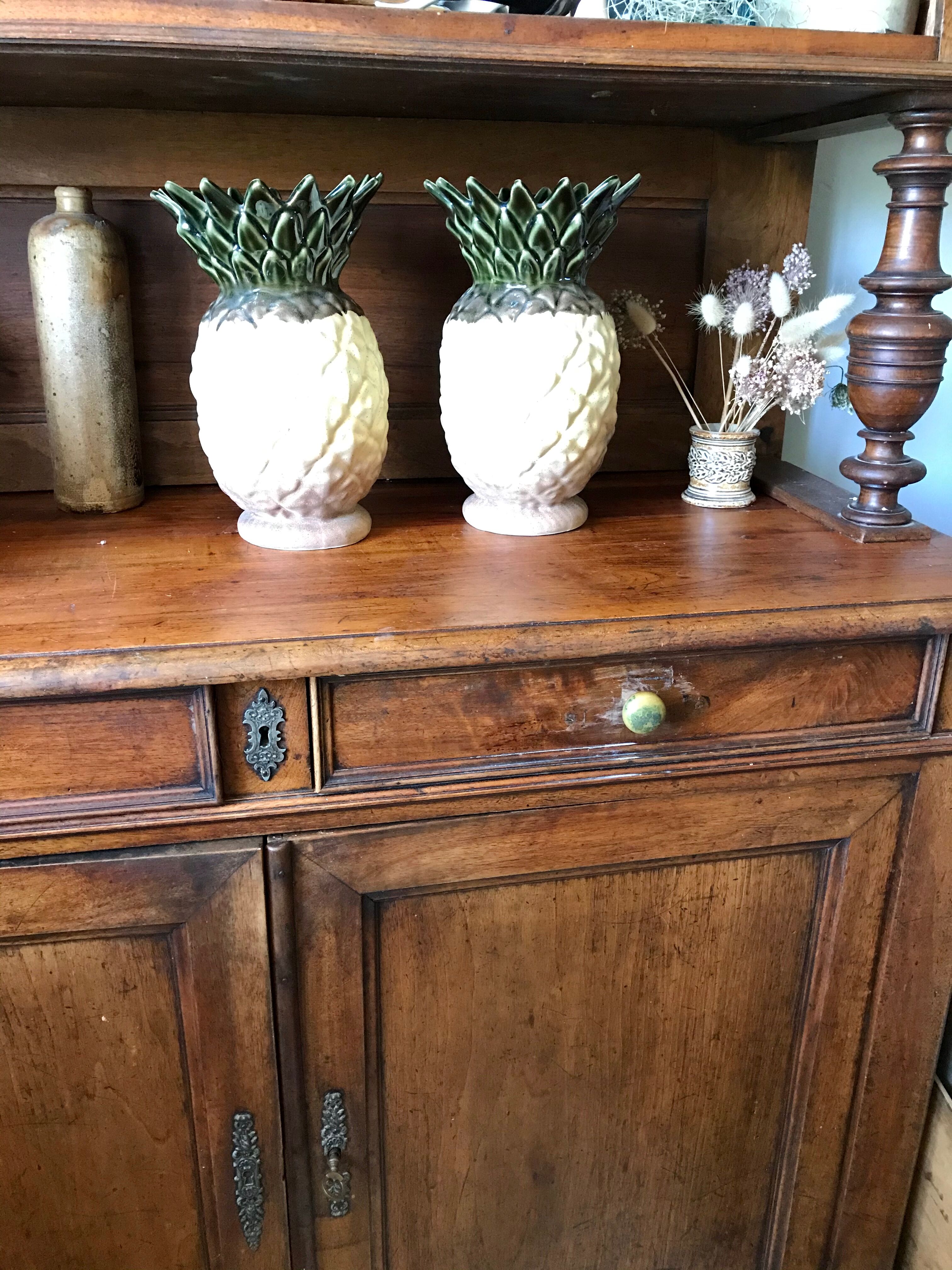 Pair of Rhoda stoneware pineapple vases