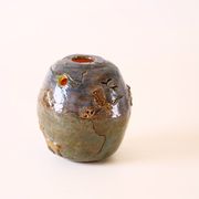 Terracotta photophore scenette owl in the moonlight