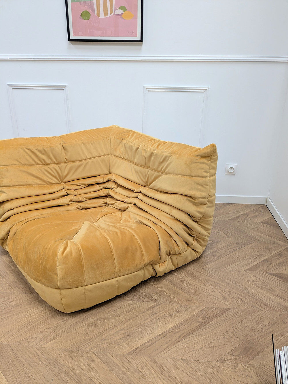 Vintage yellow angle Togo by Michel Ducaroy