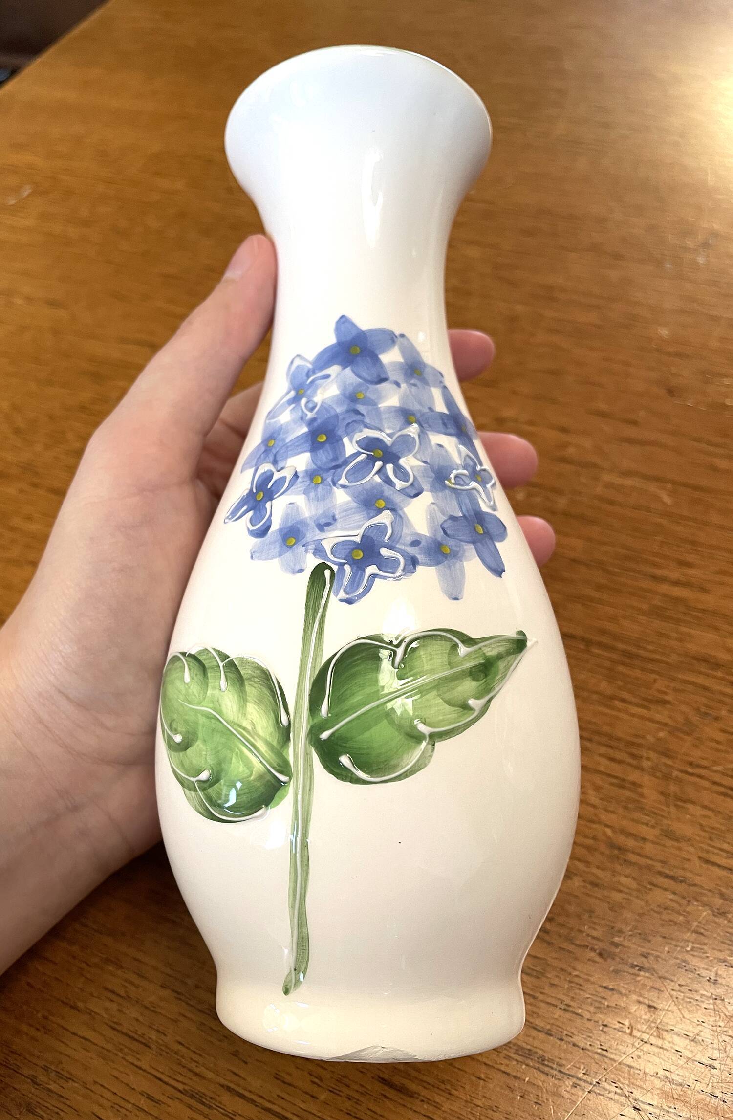 Porcelain Vase with Relief Painting of Forget Me Nots