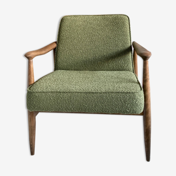 Original vintage polish chair GFM-87 designed by Juliusz Kędziorek in curled fabric