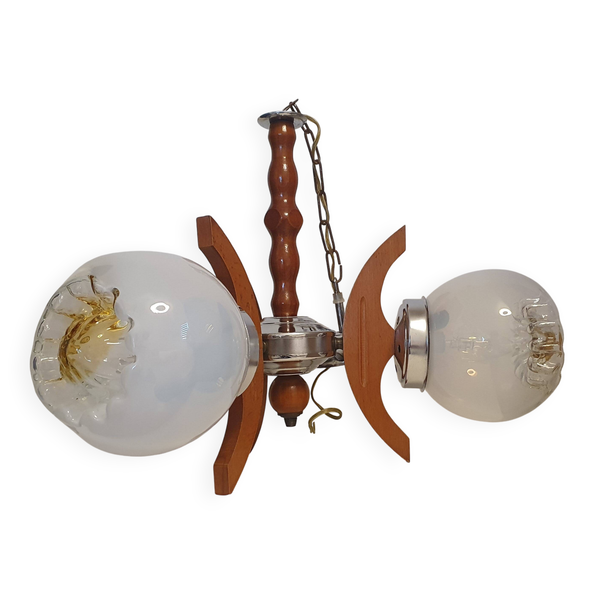 Lustre 3 branches Design Mazzega verres Murano