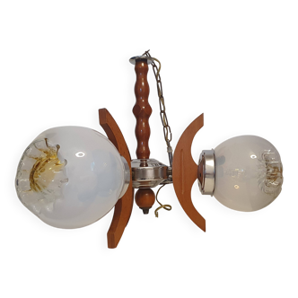 Lustre 3 branches Design Mazzega verres Murano