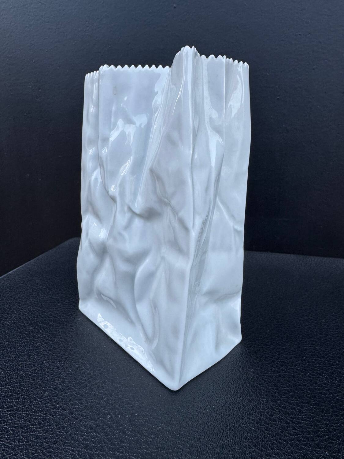 "Paper bag" vase by Tapio Wirkkala, Rosenthal, 1970s.