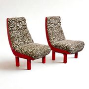 Ensemble de fauteuils lounge léopard postmodernes italiens – 1980
