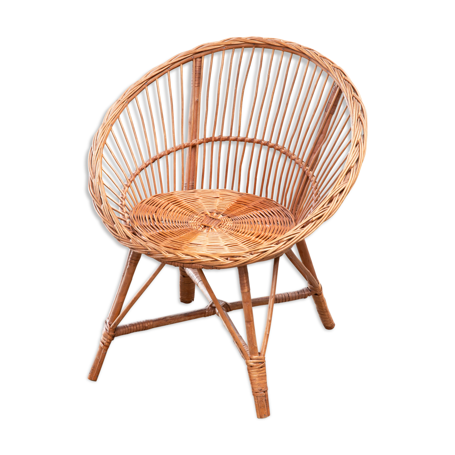 Fauteuil Rotin Vintage 1960 Selency