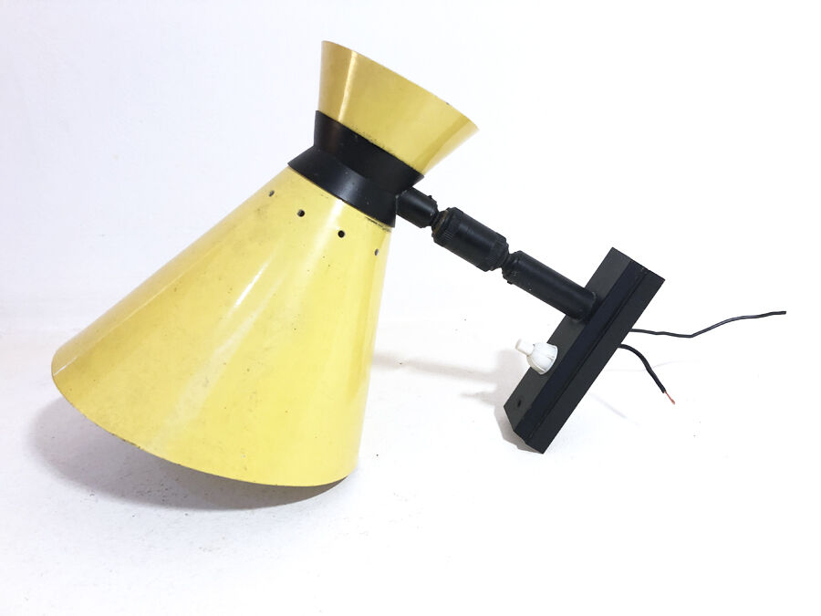 Vintage yellow diabolo wall lamp, 1960