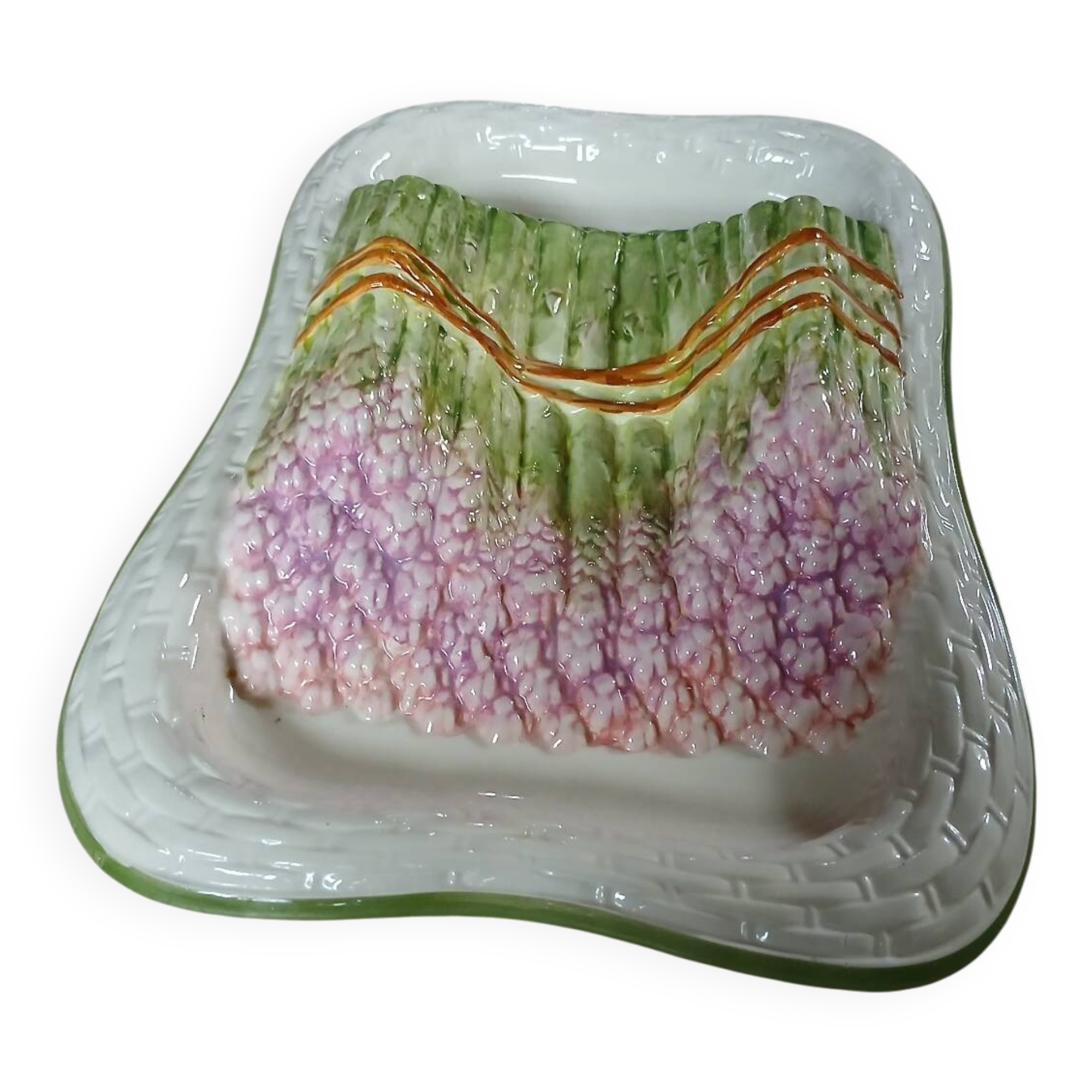 Large antique Barbotine/asparagus platter