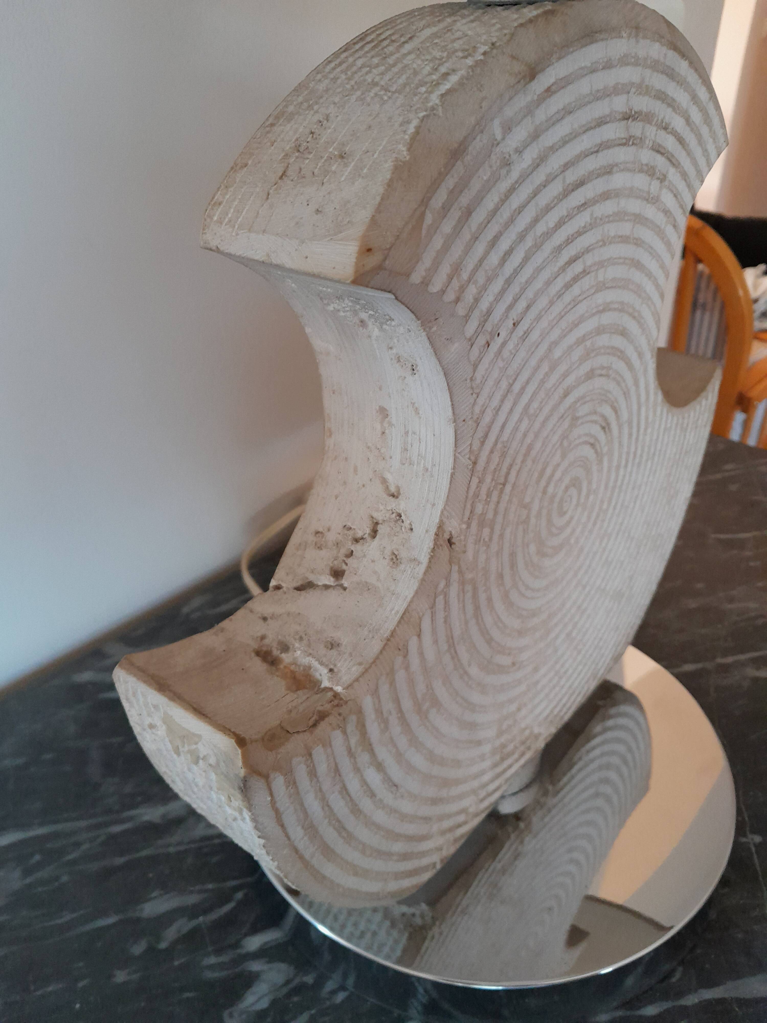 Brutalist lamp in Gard stone and chrome, 1970s