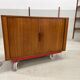 Teak Tambour Door Cabinet By Kai Kristiansen For Feldballes