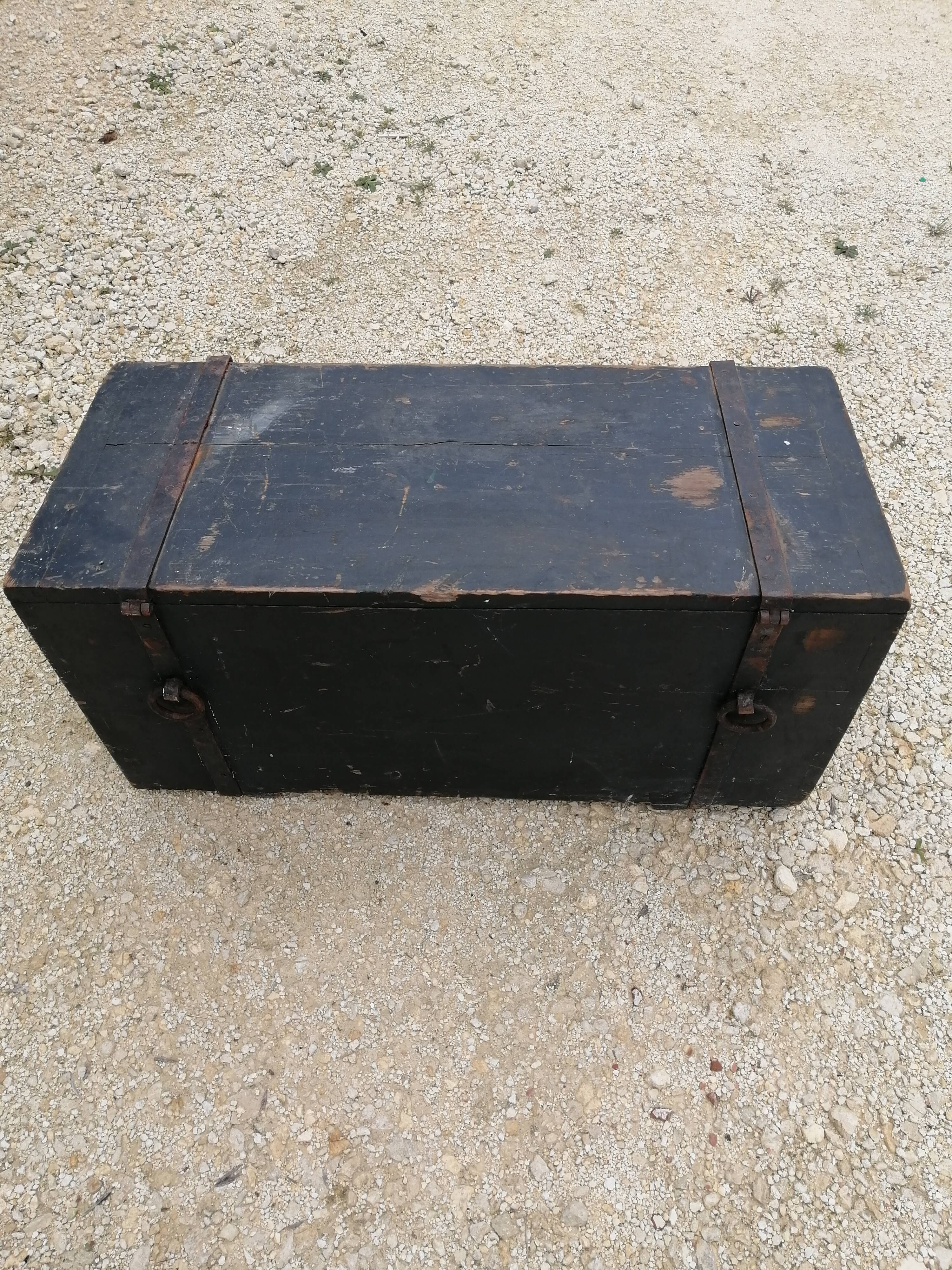 Old vintage wooden travel trunk