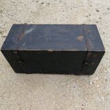 Old vintage wooden travel trunk