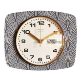 Horloge vintage pendule murale silencieuse rectangulaire "Vedette bleu doré"