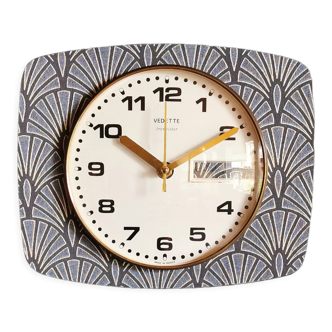 Vintage clock rectangular silent wall clock "Golden Blue Spotlight"