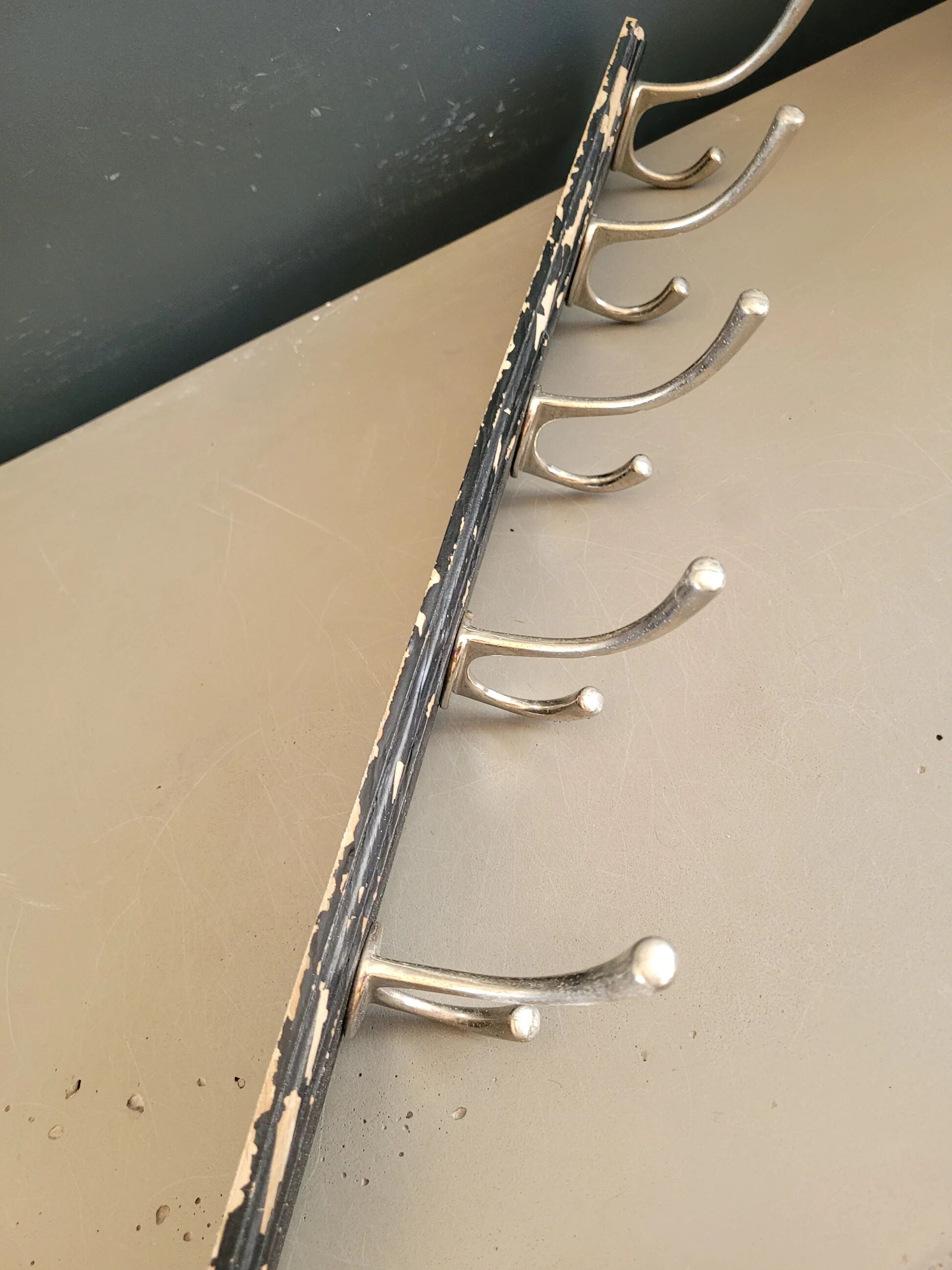 Antique wall coat rack with 6 hooks