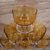Lot of 6 Luminarc 70's amber champagne glasses